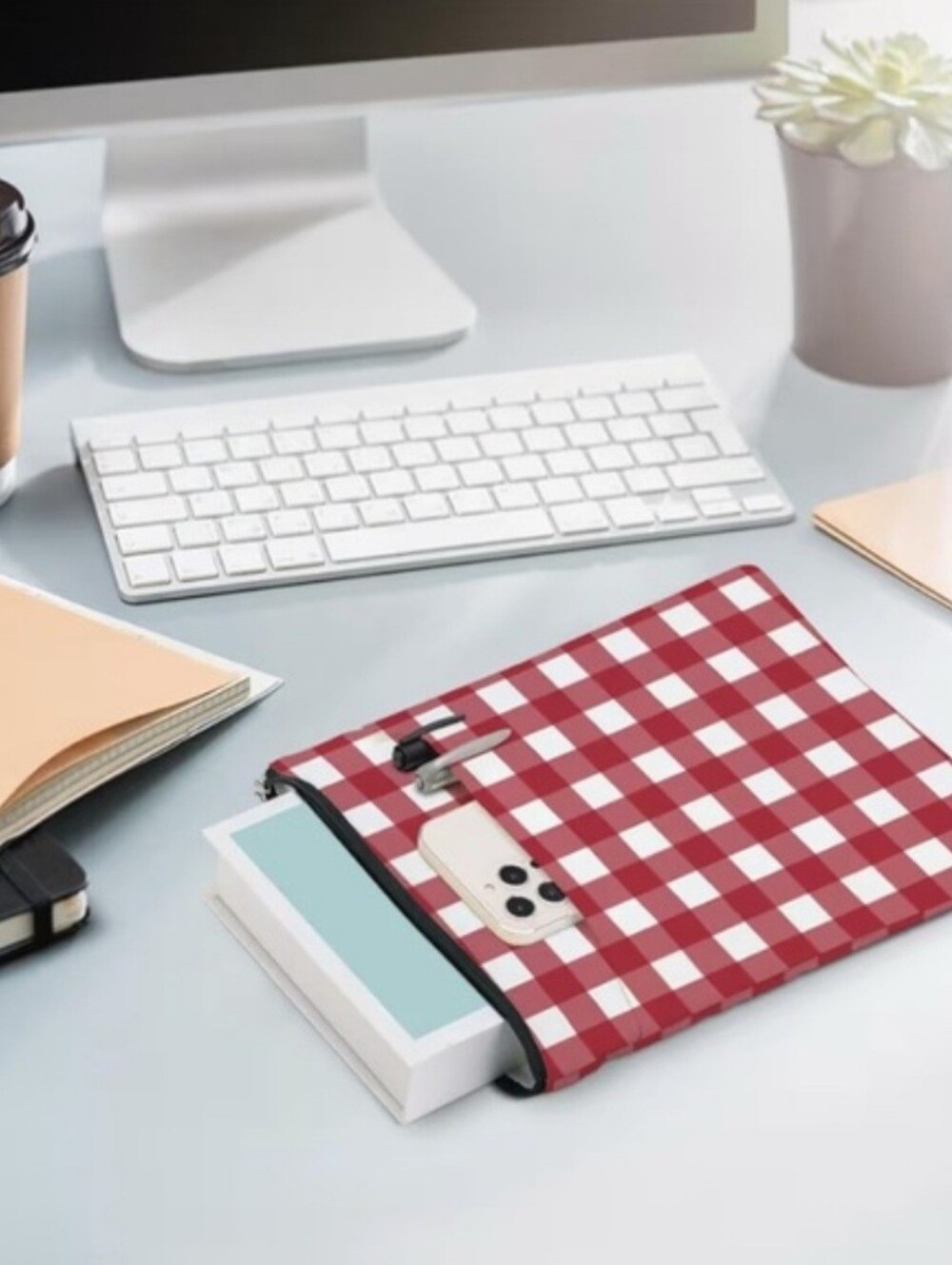 Book Sleeve Red and White Gingham